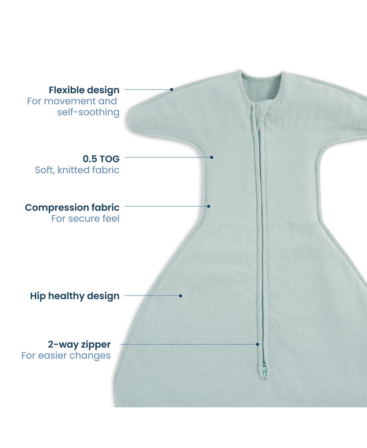 Halo Baby SleepSack SwaddleStretch, Arms Up or Extended Arms, Newborn Swaddle, 0 – 3 months, 0.5 Tog.