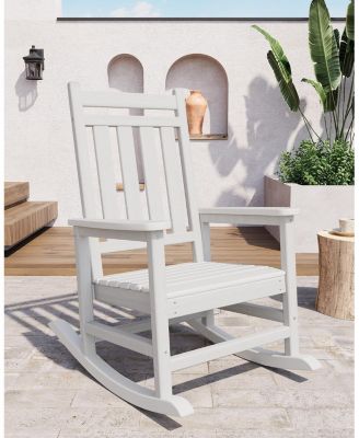 Poly Lumber Rocking Chair Outdoor - HDPE High Back Porch Rocker Chairs for Adults - All Weather Resistant Furniture for Patio