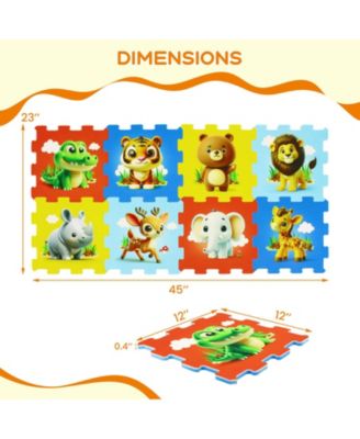 8 Pieces Educational Animal Foam Play Mat for Babies
