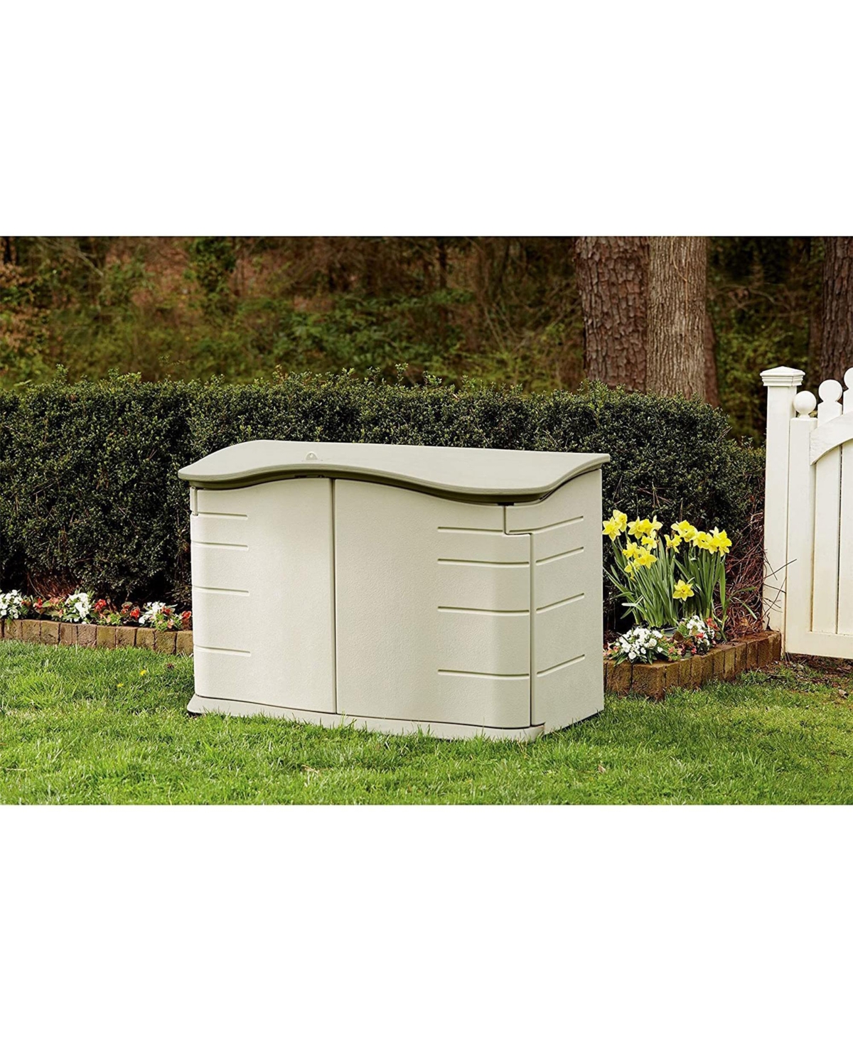 Rubbermaid Plastic Double Walled Horizontal Outdoor Storage Shed, Sand