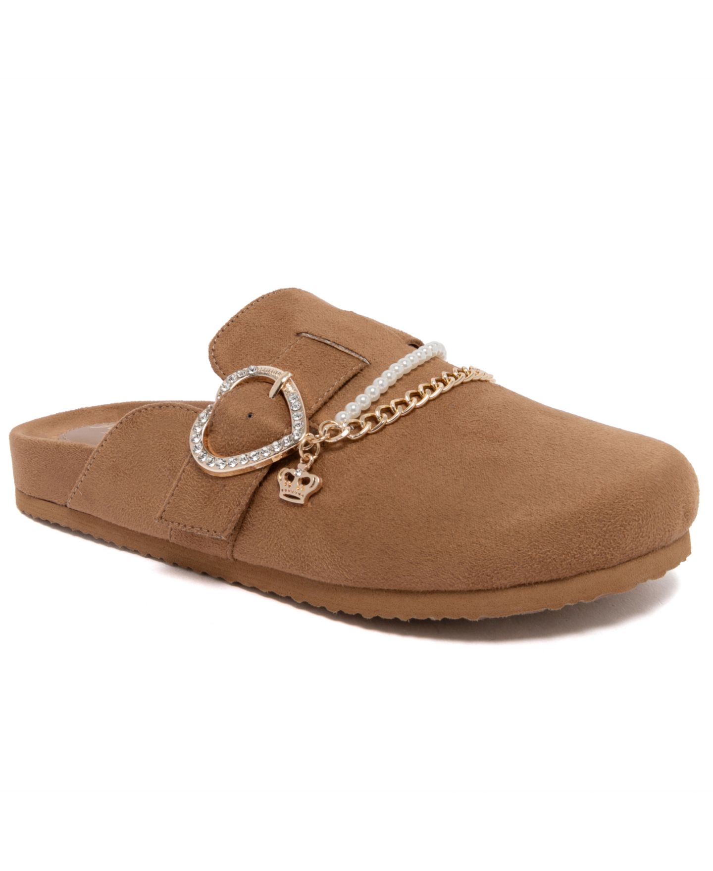 Женские сабо Juicy Couture Dove Heart Buckle Clog Slippers, цвет: Тёмный натуральный — фото 1