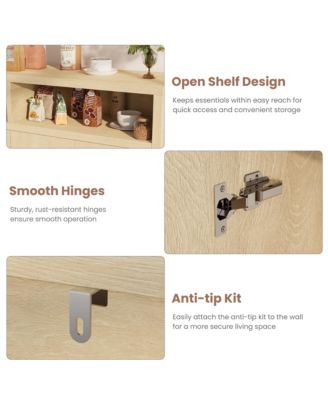 Farmhouse Buffet Sideboard Cabinet with Storage, Coffee Bar with Doors and Adjustable Shelves