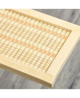 6' Folding Privacy Screen Bamboo Room Divider w/ 2 Open Shelves