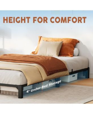 Bed Frame, Heavy Duty Metal Platform Bed Frame with Durable Iron Slat Support and Legs, No Box Spring Required, No Screws Needed, Support