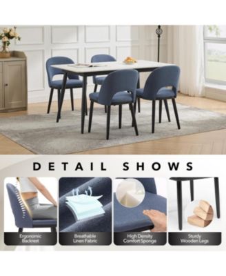 Wooden Dining Chairs Set of 6, Modern Fabric Upholstered Dining Room Chair, Large Dining Room Kitchen Chairs with High Back & Deep Seat