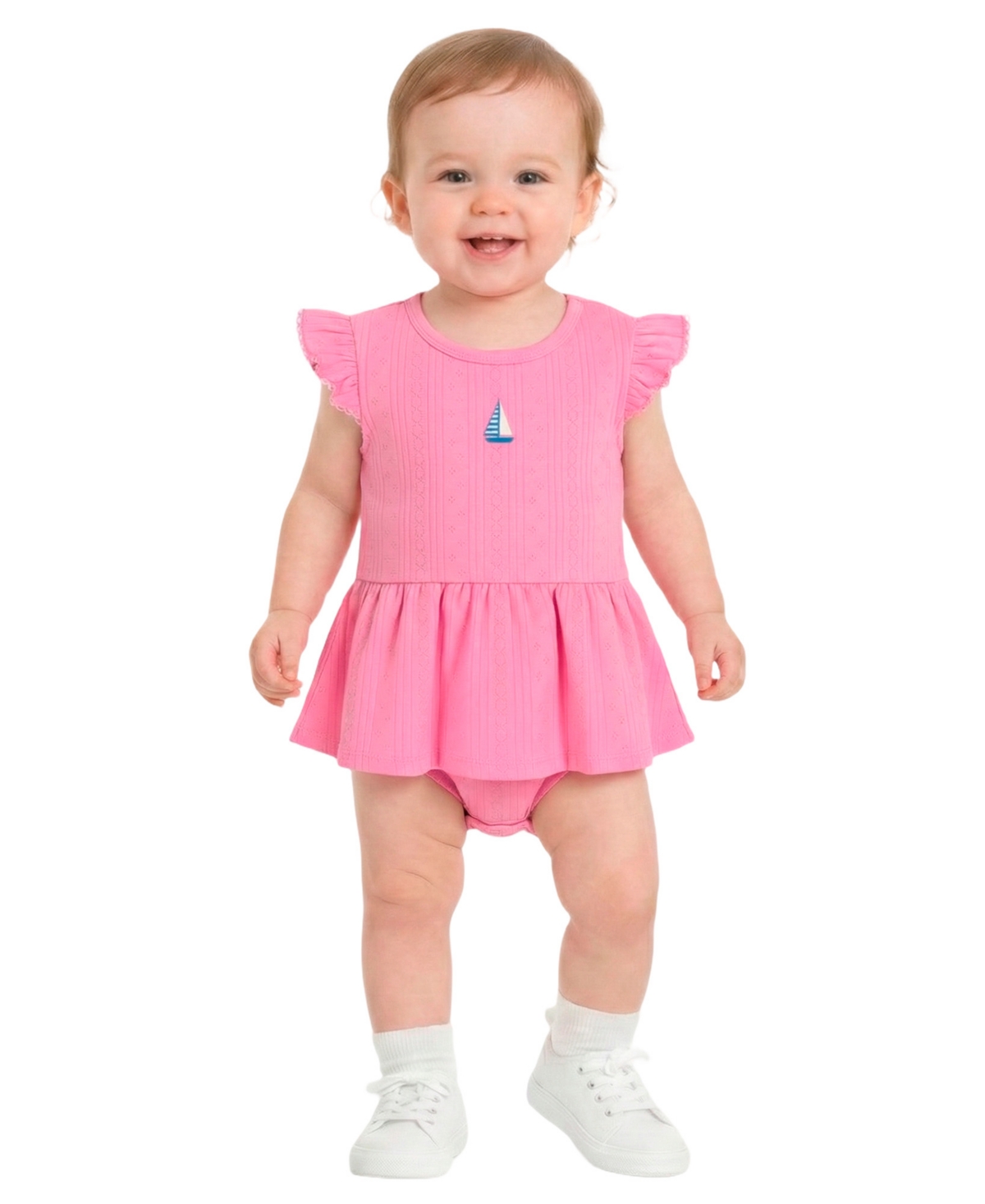 Sperry Baby Girls' Short-Sleeve Bodysuit with Rattle, 2-Piece Set - Pink/White