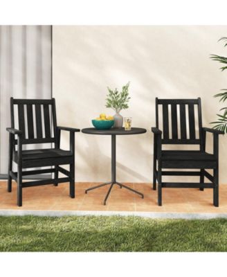 Patio Dining Chairs Set of 2 w/Wide Armrests Curved Seat Wood Grain for Backyard