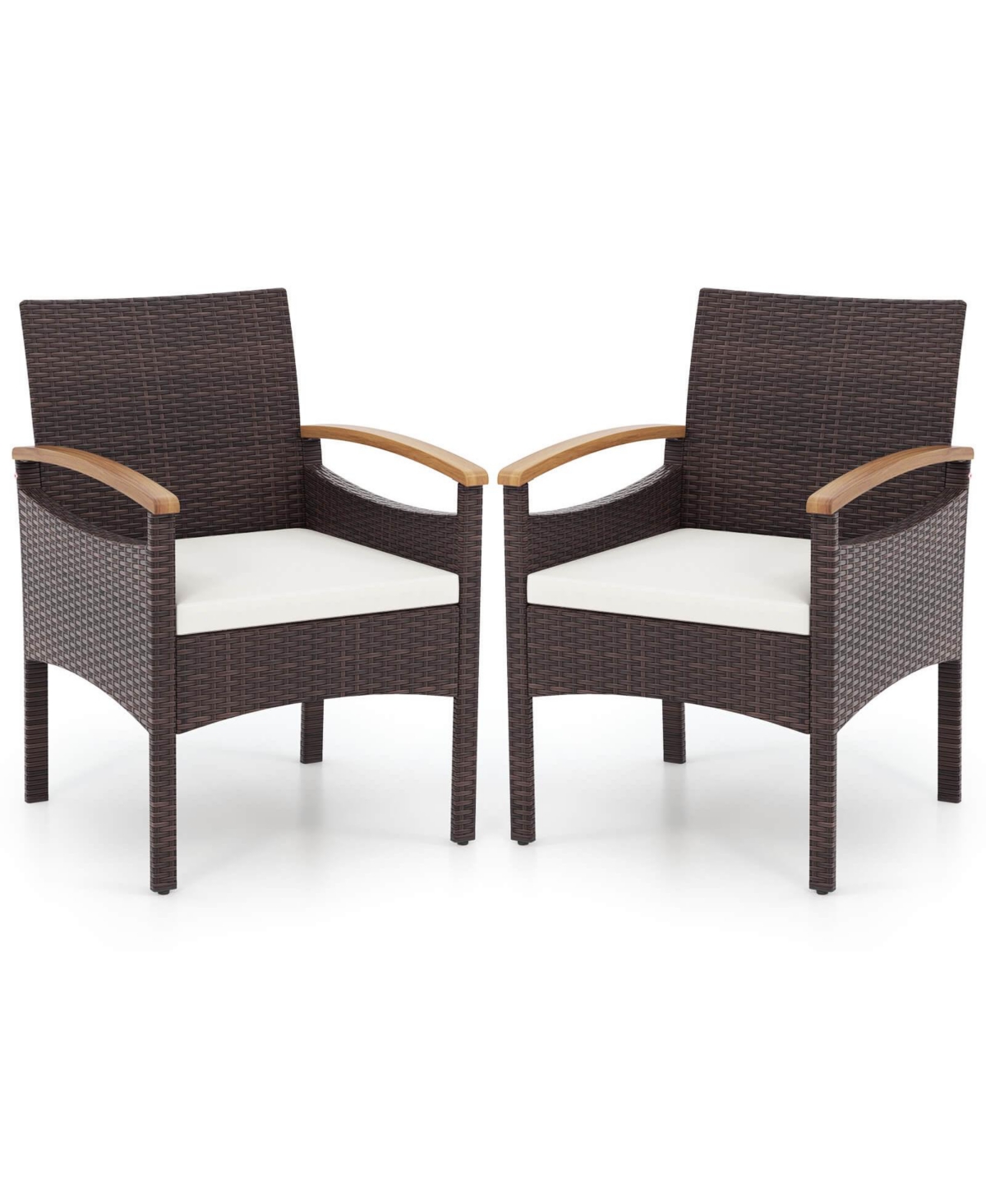 Gymax Pcs Dining Chairs w/ Acacia Wood Armrest Heavy Duty Metal Frame Patio