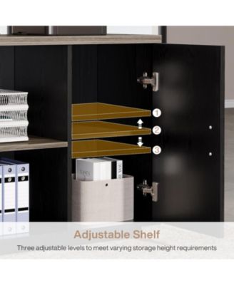 85.8-Inch L-Shaped Executive Desk, Extra Large Modern Office Desk with File Drawers