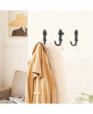 5 Pack Heavy Duty Zinc Alloy Wall Hooks for Hanging Clothes, Towels, and More