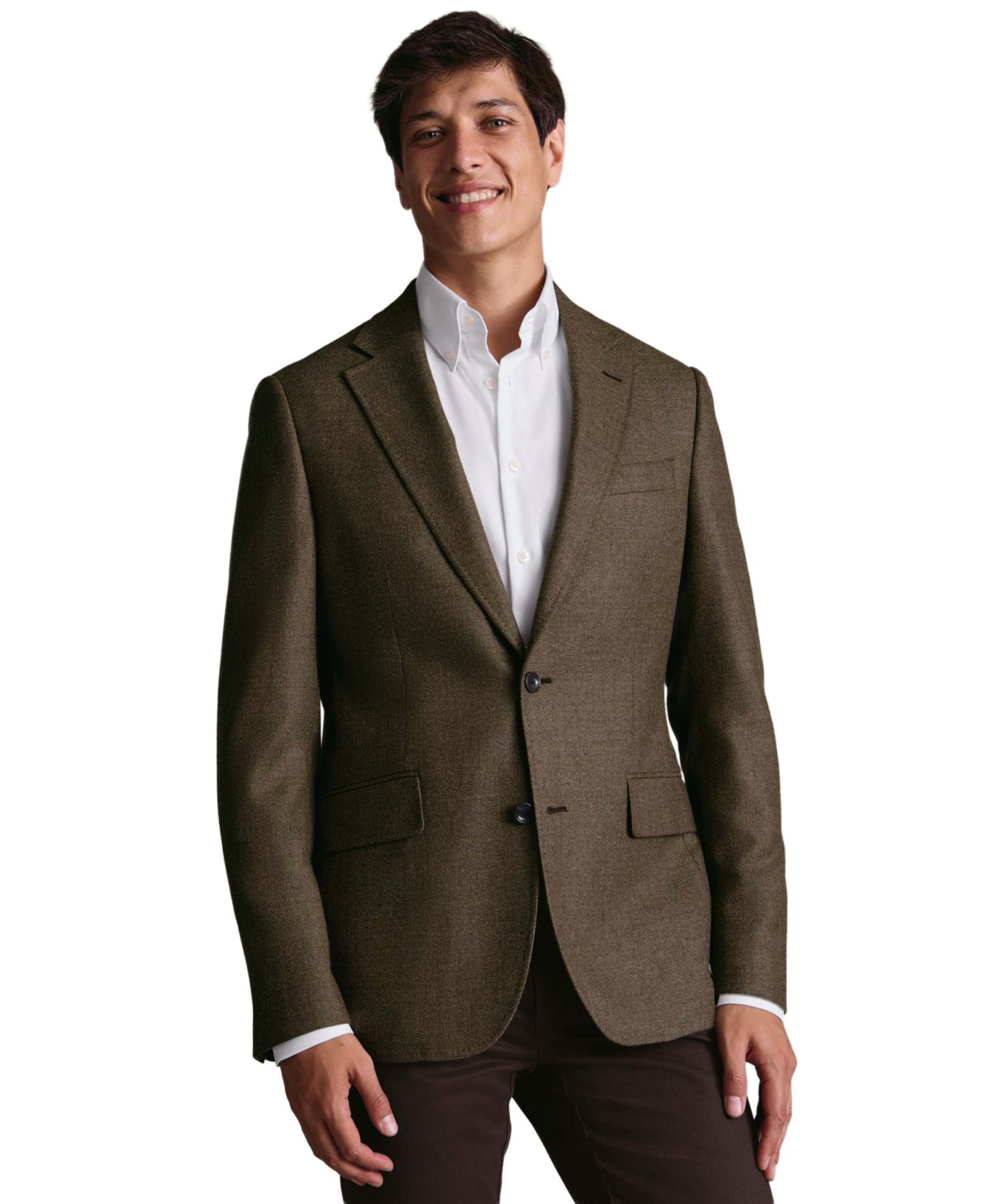 Мужской пиджак Charles Tyrwhitt Texture Slim-Fit Blazer, цвет: Серо-коричневый — фото 1