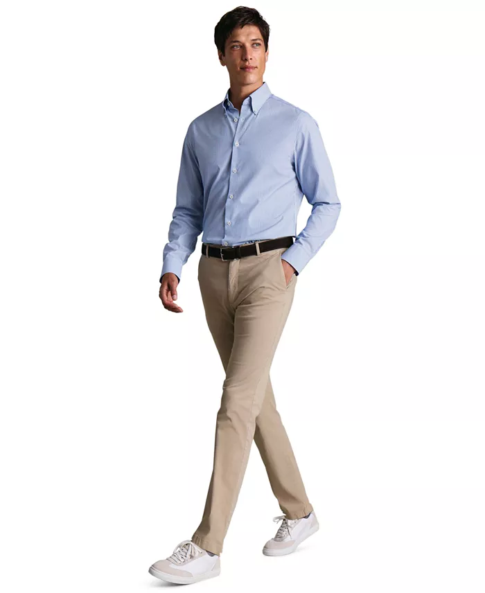 Men's Tan Slim-Fit Washed Chino Pants - thumbnail 2