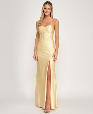 Juniors' Strapless Corset Gown
