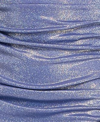 Juniors' Halter Sweetheart Glitter Pleated Maxi Dress