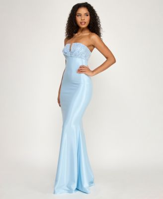 Juniors' Strapless Beaded Maxi Dress