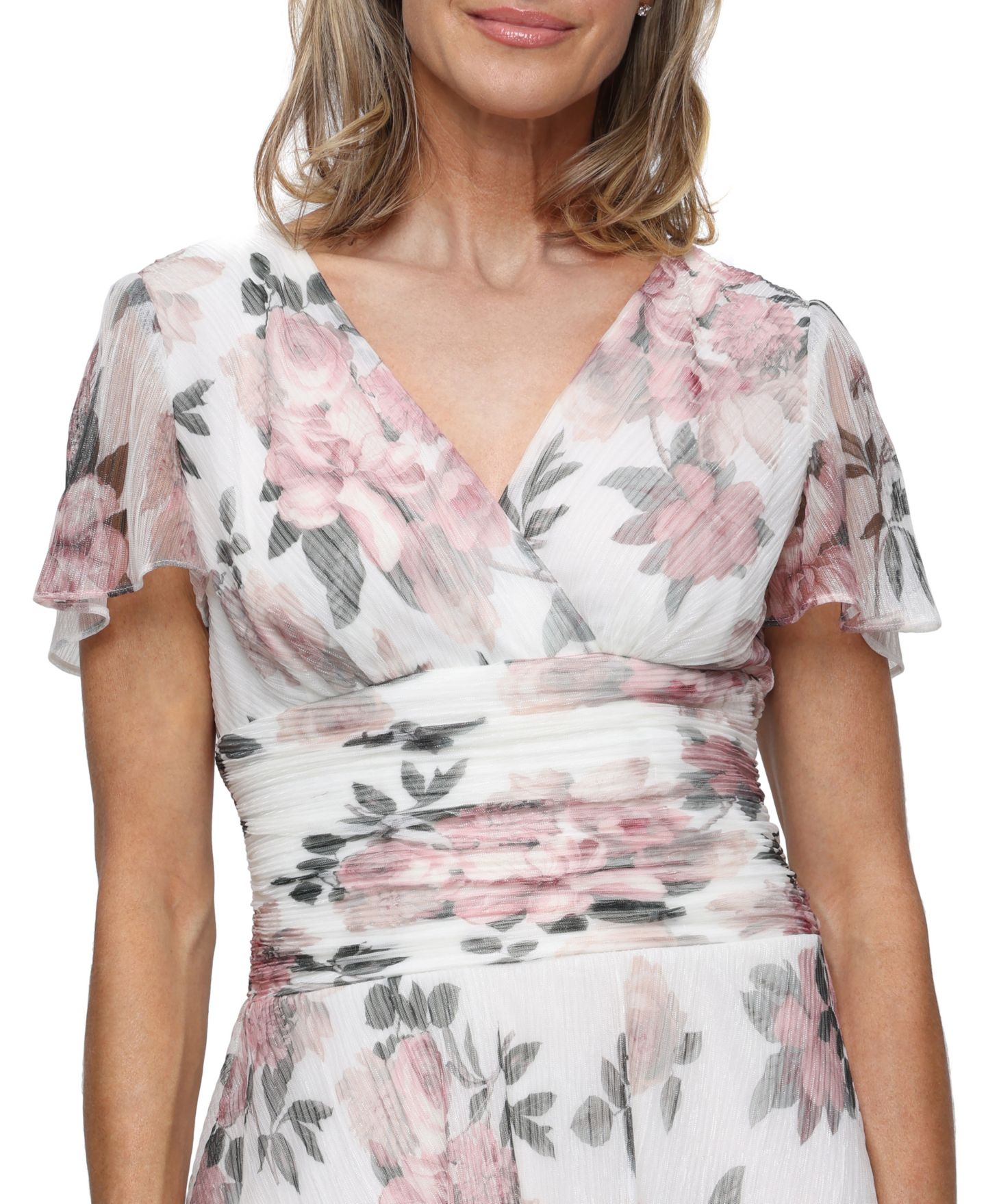 Женское платье SL Fashions Printed Tea-Length Midi, цвет: Слоновая кость разноцветный — фото 2