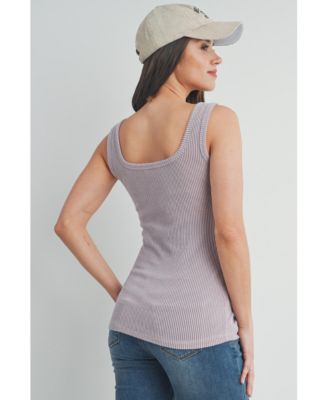 Maternity Square Neck Ribbed Sleeveless Tank Top