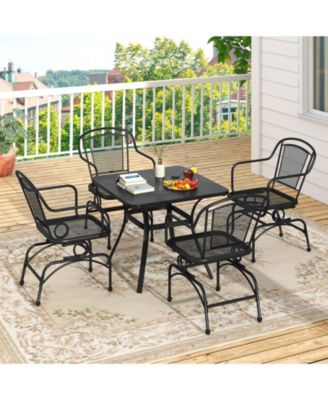 Patio Rocking Chairs Set of 4 w/ Metal Mesh Backrest & Seat Armrests
