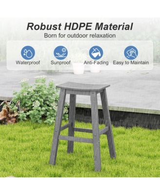 29'' Patio Bar Stool Set of 2 w/ Curved Seat & Footrests for Backyard Outdoor