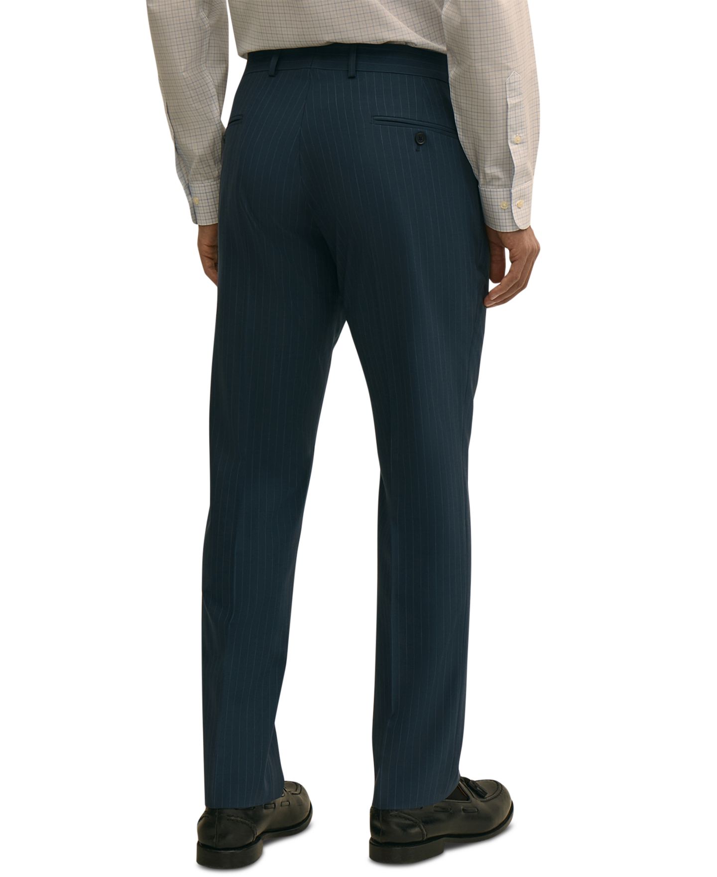 Мужские брюки Brooks Brothers Pinstripe Classic-Fit Suit Trousers, цвет: Тёмно-синий — фото 3