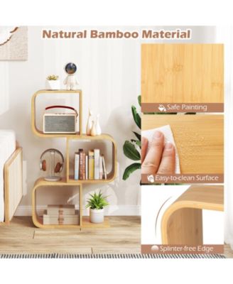 3-Tier S-Shaped Bookcase with 3 Open Cubes for Living Room