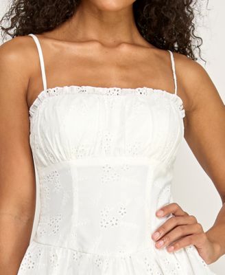 Juniors' Spaghetti Eyelet Dress