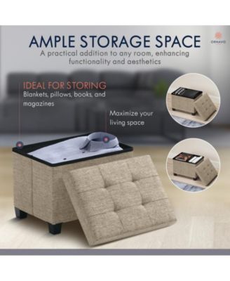 Small Rectangle Storage Ottoman Foot Stool with Legs