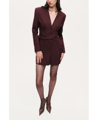 Women's Tailored Pinstripe Wrap-Waist Mini Dress
