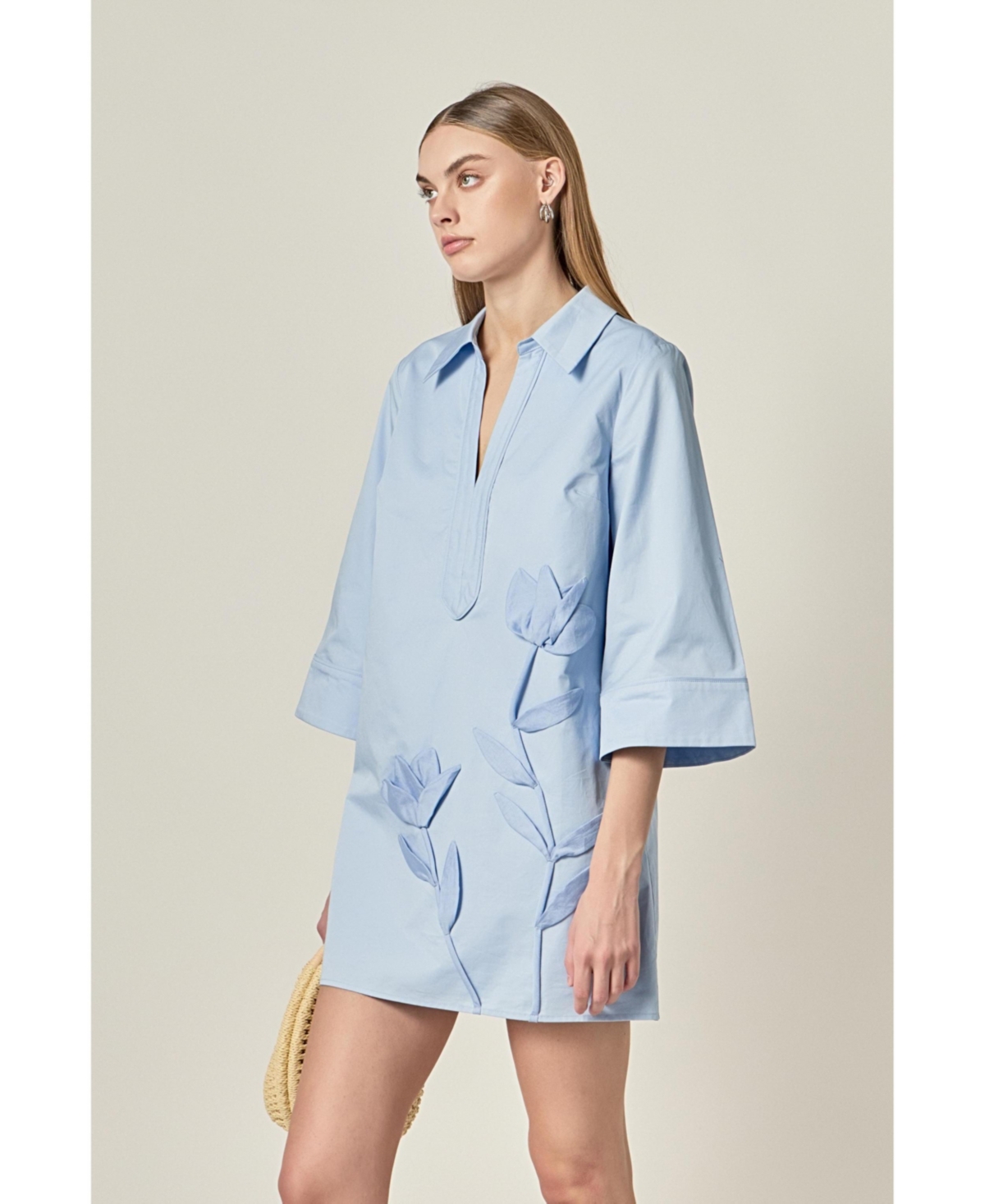 English Factory Women's Appliqued Striped Shirt Mini Dress