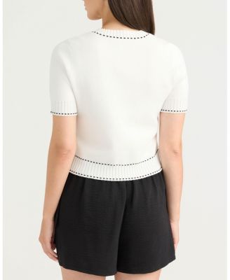 Women's Short Cardigan with Stitch Detailing