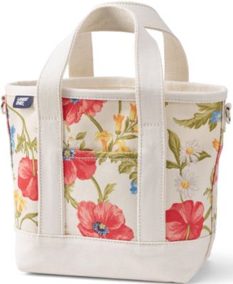 Small Print 5 Pocket Open Top Canvas Tote Bag
