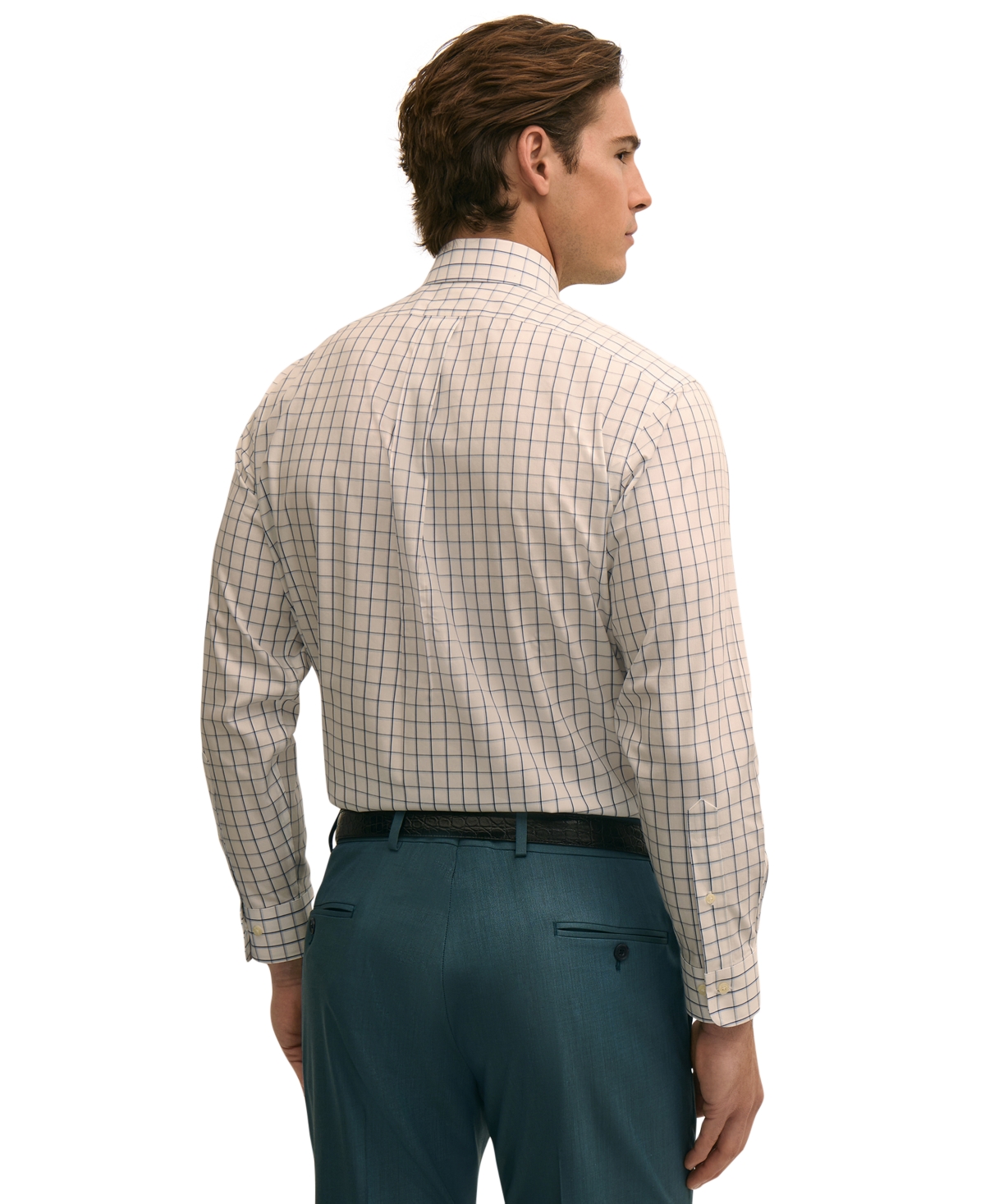 B by Brooks Brothers Men's Check Polo Button-Down Dress Shirt