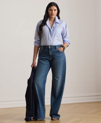 Plus Size Relaxed Fit Button-Up Shirt