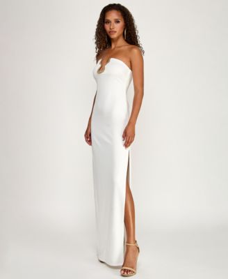 Juniors' Hardware-Trim Strapless Gown