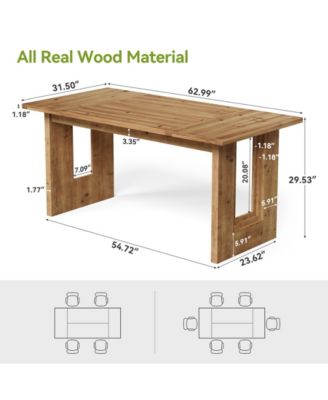 Solid Wood Dining Table for 6 People Rectangle Kitchen Table, Large Farmhouse Dinner Table for Dining Room, Living Room