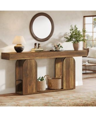 Farmhouse Wood Console Table, with U-Shaped Base