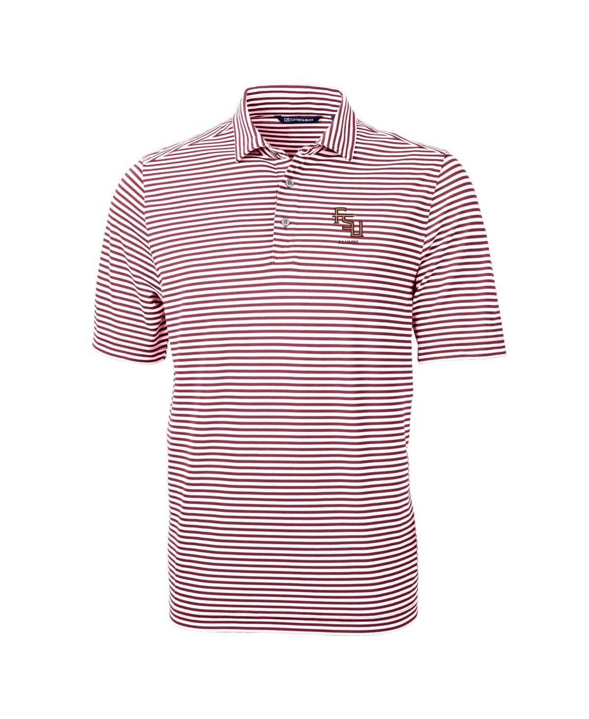 Cutter & Buck Men's Garnet Florida State Seminoles Alumni Logo Virtue Eco Pique Stripe Polo Shirt