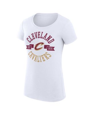 Women's White Cleveland Cavaliers Super-Slim Fit Lightweight Large City Logo T-Shirt