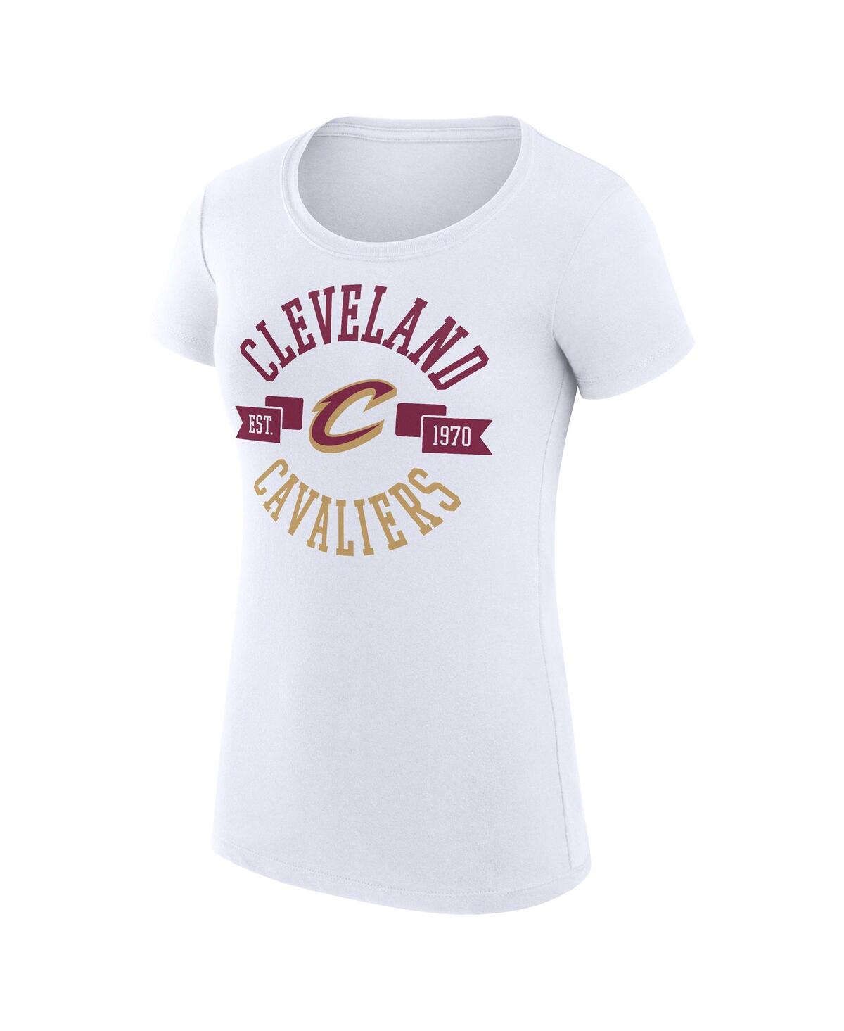 G-iii 4Her by Carl Banks Women's White Cleveland Cavaliers Super-Slim Fit Lightweight Large City Logo T-Shirt