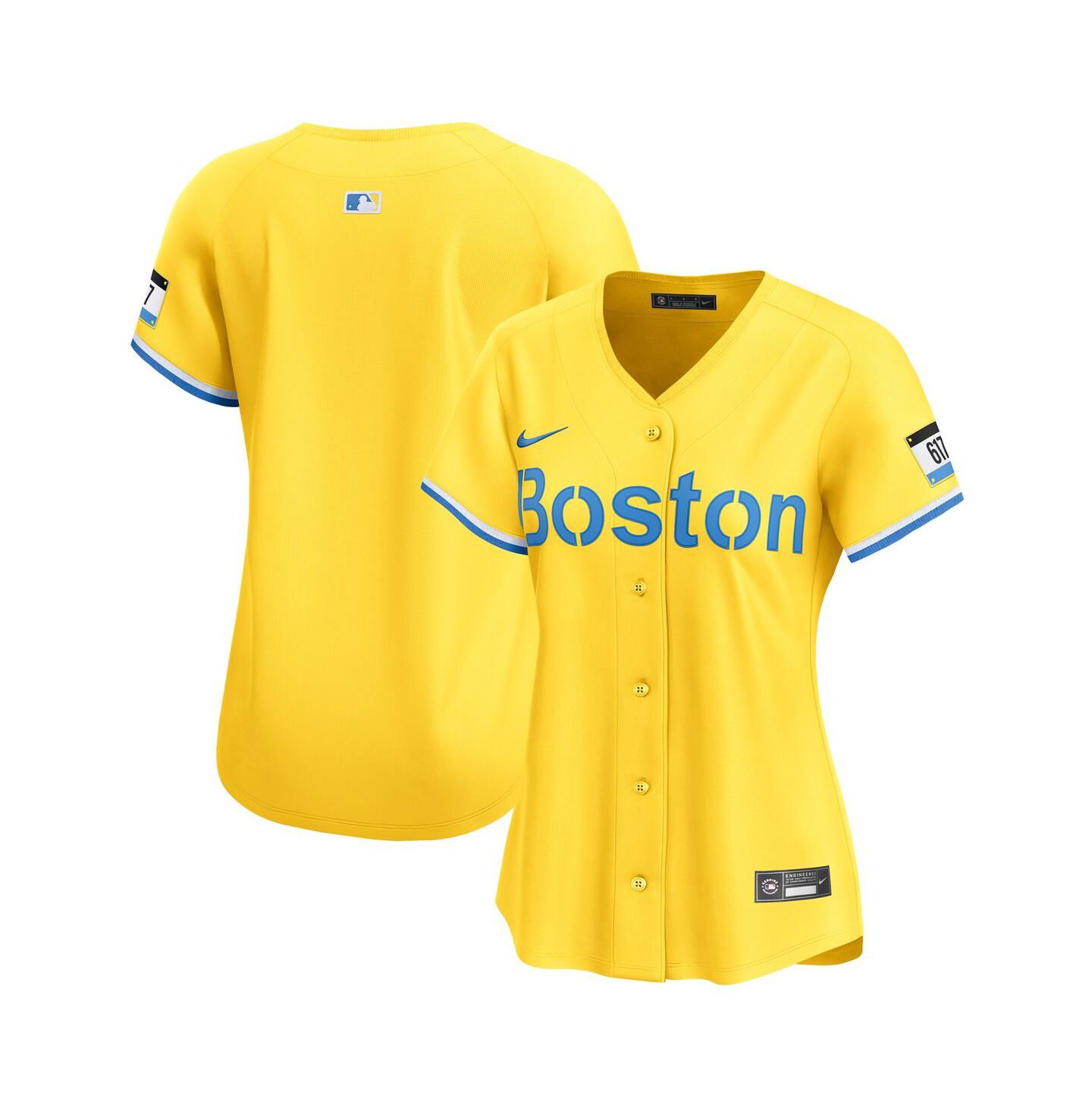Женский топ Nike Yellow Boston Red Sox City Connect Limited Jersey — фото 1