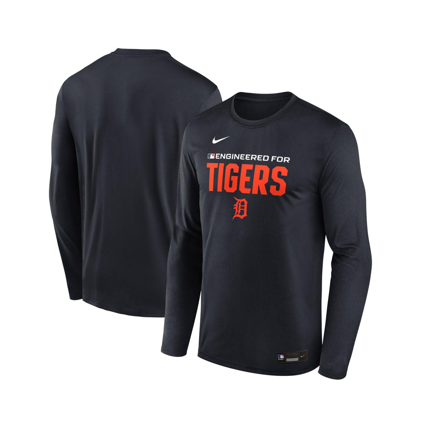 Мужская футболка Nike Navy Detroit Tigers Authentic Collection Legend Dri-FIT Long Sleeve — фото 1