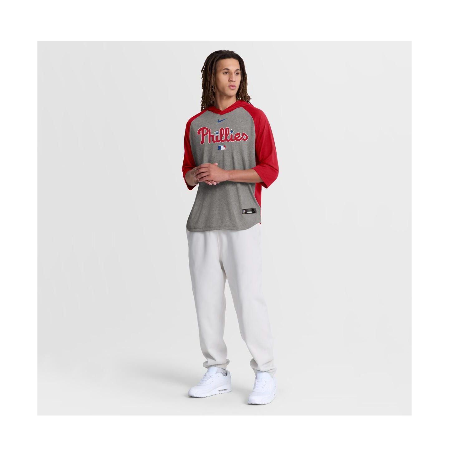 Мужская футболка Nike Red Philadelphia Phillies Authentic Collection Flux Dri-FIT Raglan 3/4-Sleeve Hooded — фото 31