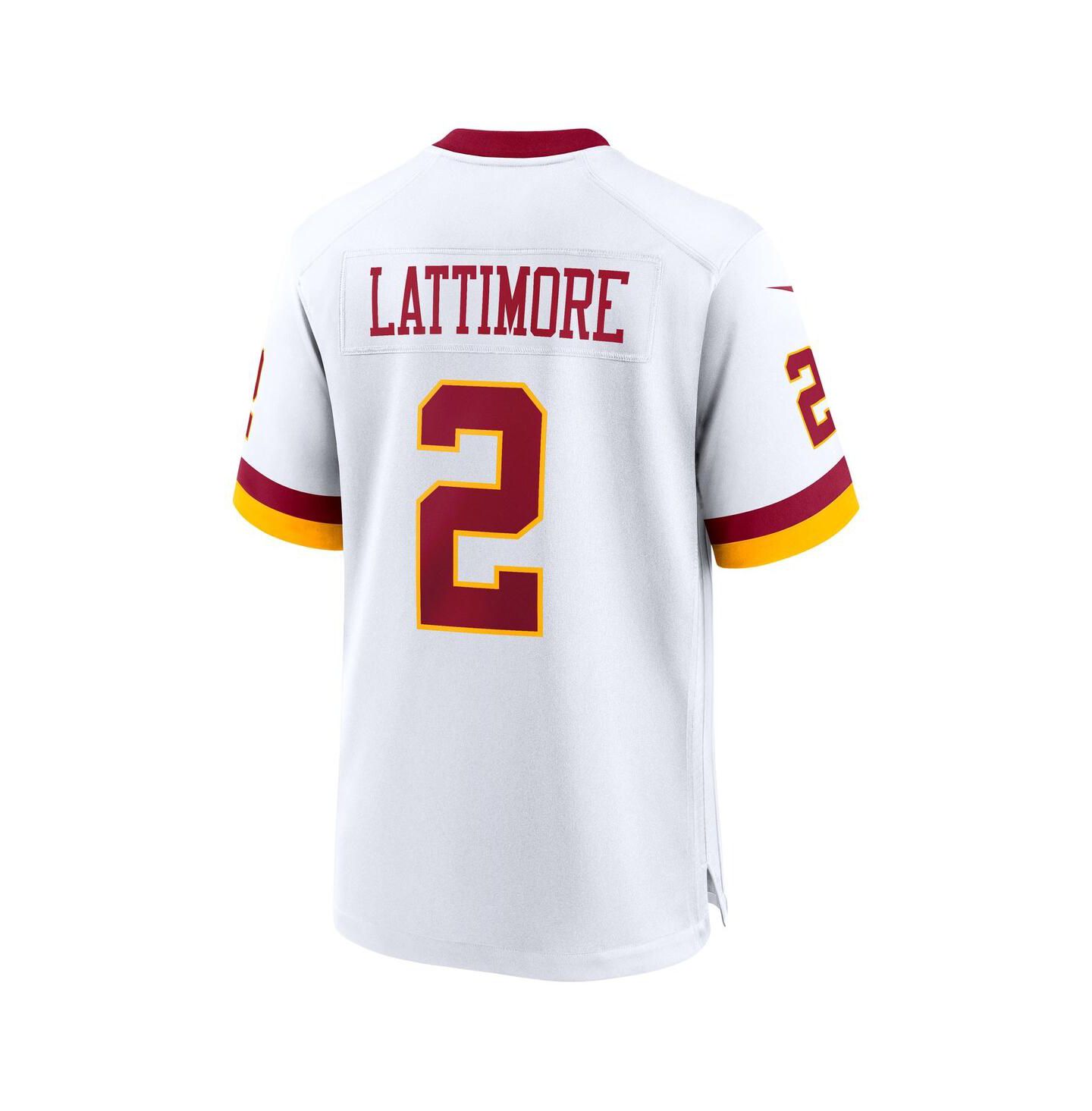 Мужской топ Nike Marshon Lattimore White Washington Commanders Game Super Bowl Era Jersey — фото 3
