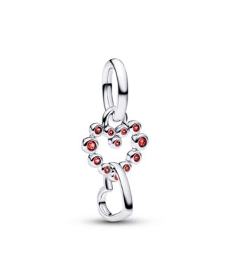 Connected Hearts Red Stones Dangle Charm
