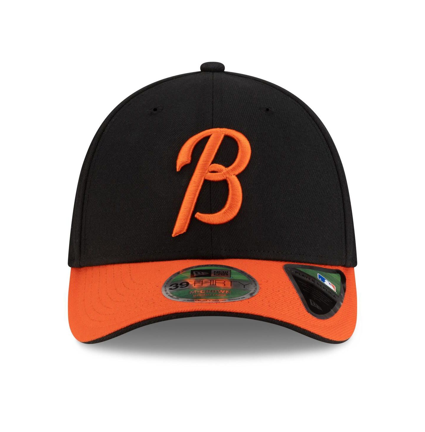 Мужская кепка New Era Black/Orange Baltimore Orioles Player Replica 39THIRTY Flex Hat — фото 3