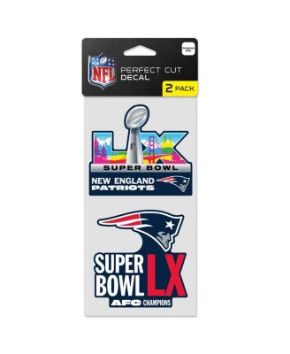 New England Patriots 2025 AFC Champions Two-Pack 4" x 8" Perfect Cut Decal Set