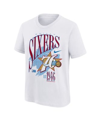 Big Boys and Girls White Philadelphia 76ers Hardwood Classics Champs Max90 T-Shirt