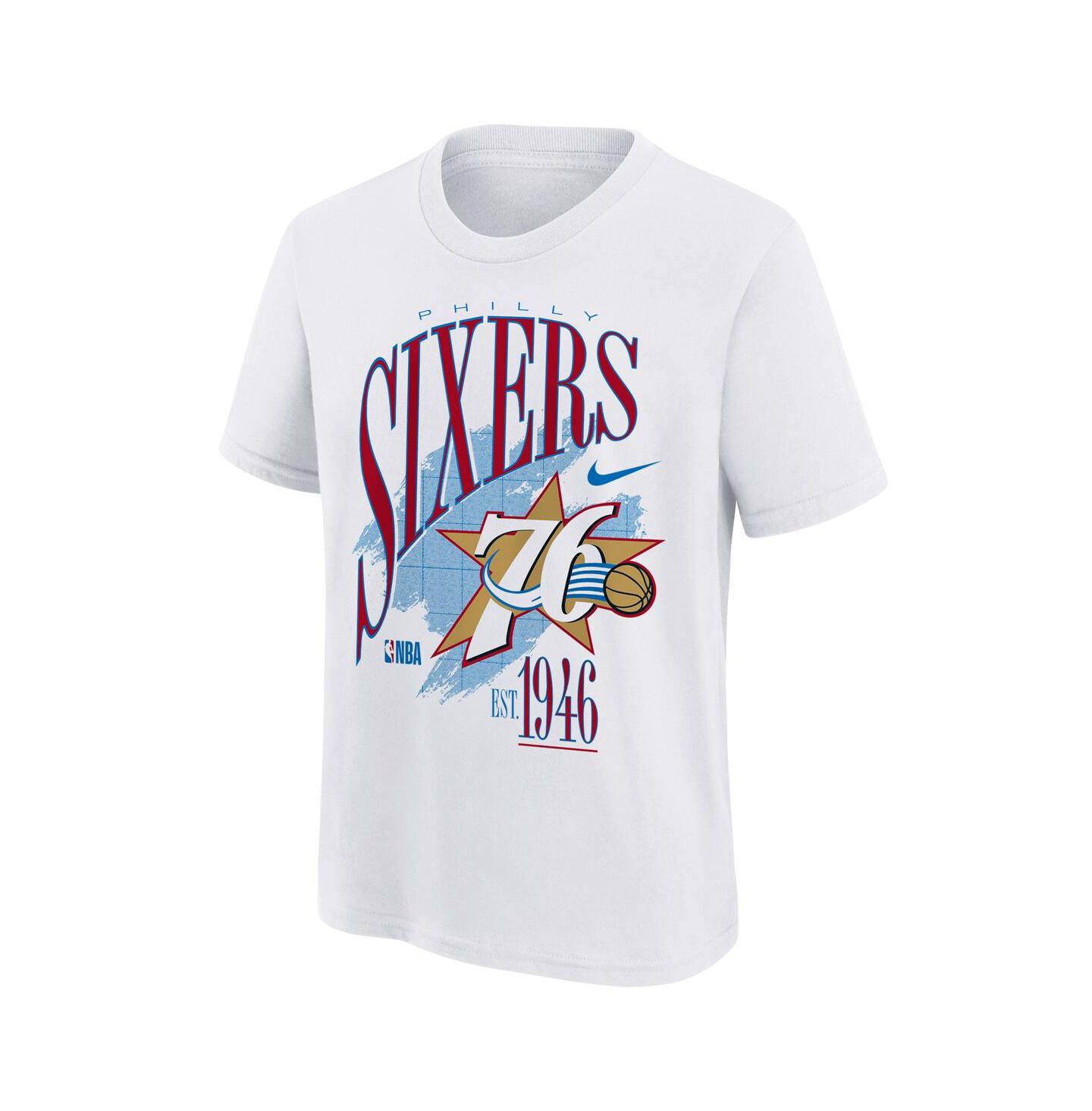 Детская футболка Nike White Philadelphia 76ers Hardwood Classics Champs Max90 T-Shirt — фото 2