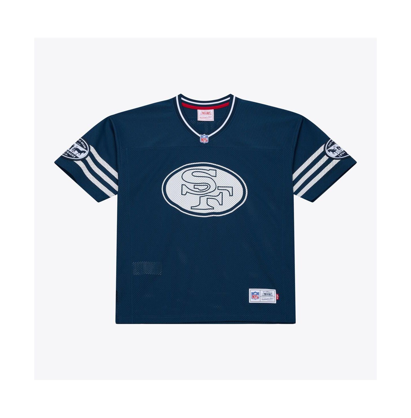Мужской топ Mitchell & Ness x Levi's Jerry Rice Navy San Francisco 49ers Legacy Jersey — фото 1