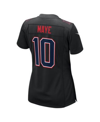 Women's Drake Maye Black New England Patriots Super Bowl LX Patch Carbon Fashion Game Jersey